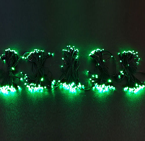 LED 커텐 300구 츄리 (녹색/흑색선) 60구×5줄 ~전원장치 별매 / 최대연결 2개~
